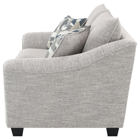 Coaster Furniture Tomkins 509672 Boucle Upholstered Loveseat - Light Grey IMAGE 4