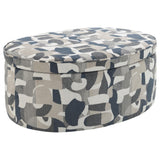  Coaster Furniture Tomkins 509674 Oval Upholstered Storage Ottoman - Indigo Blue IMAGE 1