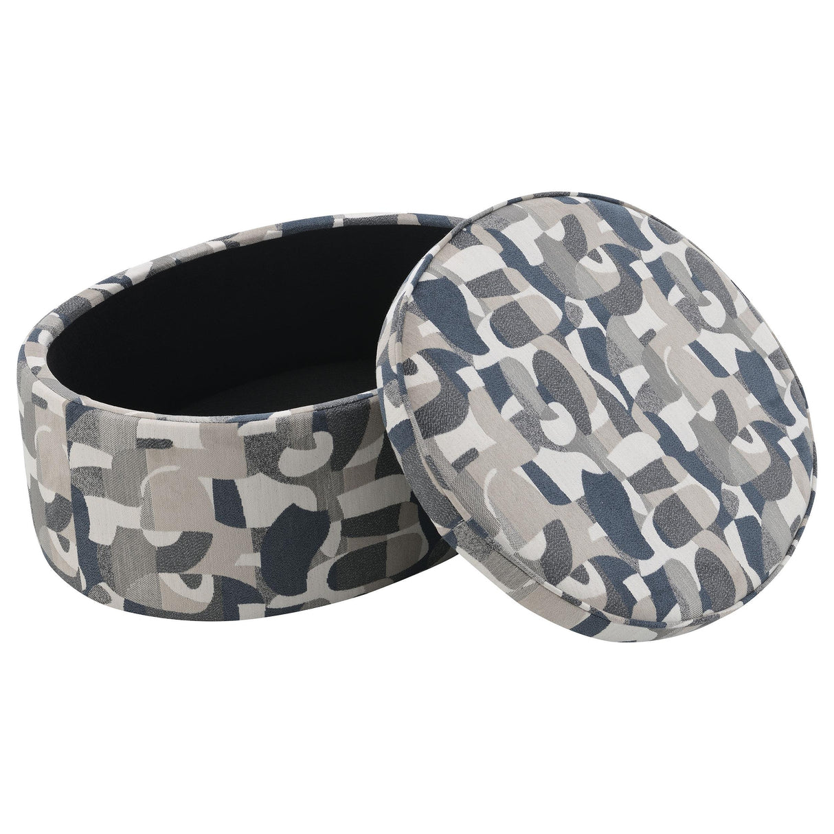  Coaster Furniture Tomkins 509674 Oval Upholstered Storage Ottoman - Indigo Blue IMAGE 2