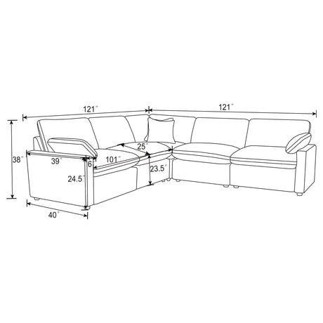  Coaster Furniture Collins 609560P 5 pc Modular Power Reclining Sectional - Grey IMAGE 13