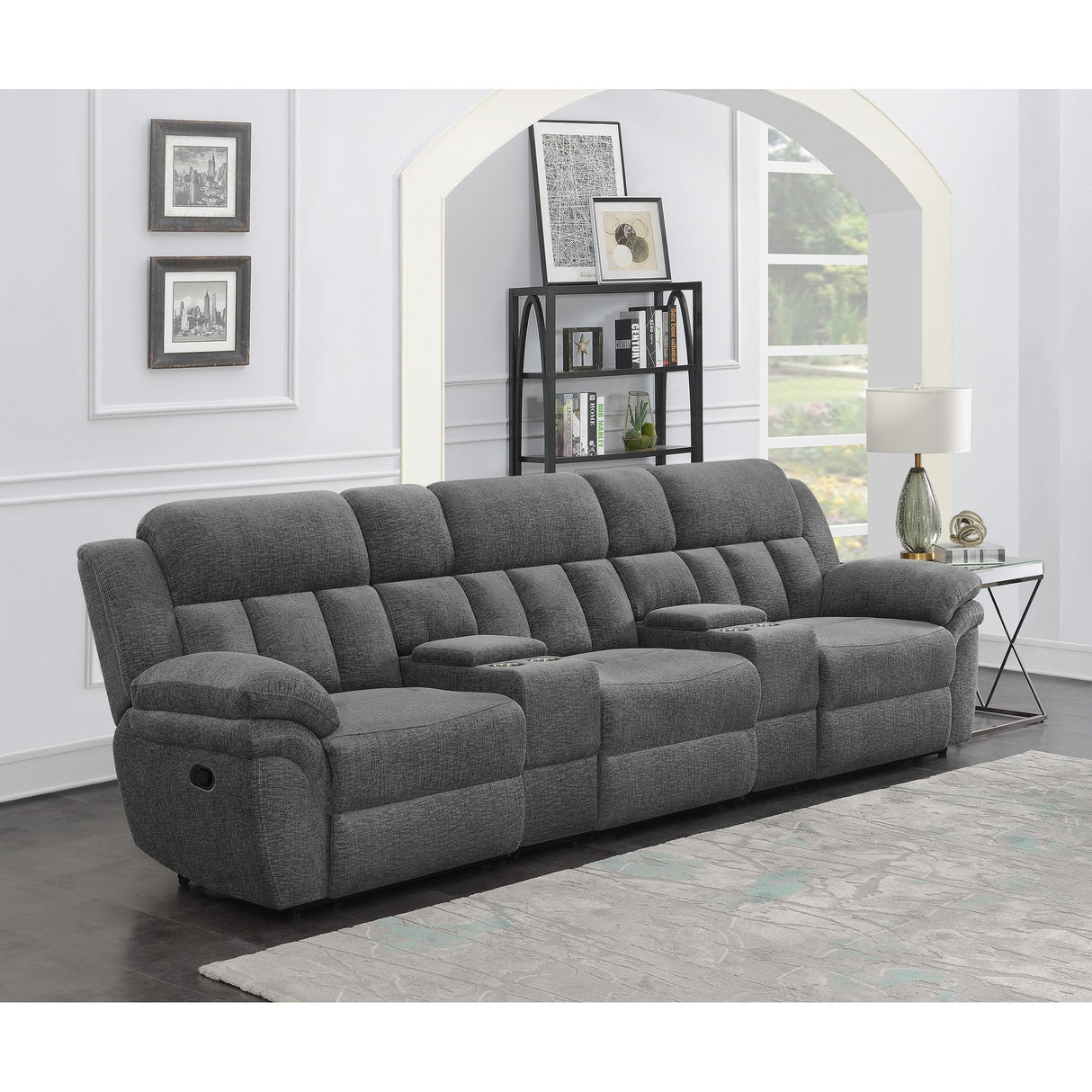  Coaster Furniture Bahrain 609541T 5-piece Upholstered Home Theater Seating - Charcoal IMAGE 12