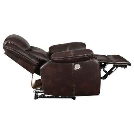  Coaster Furniture Sycamore 610193P Upholstered Power Recliner Chair - Dark Brown IMAGE 5
