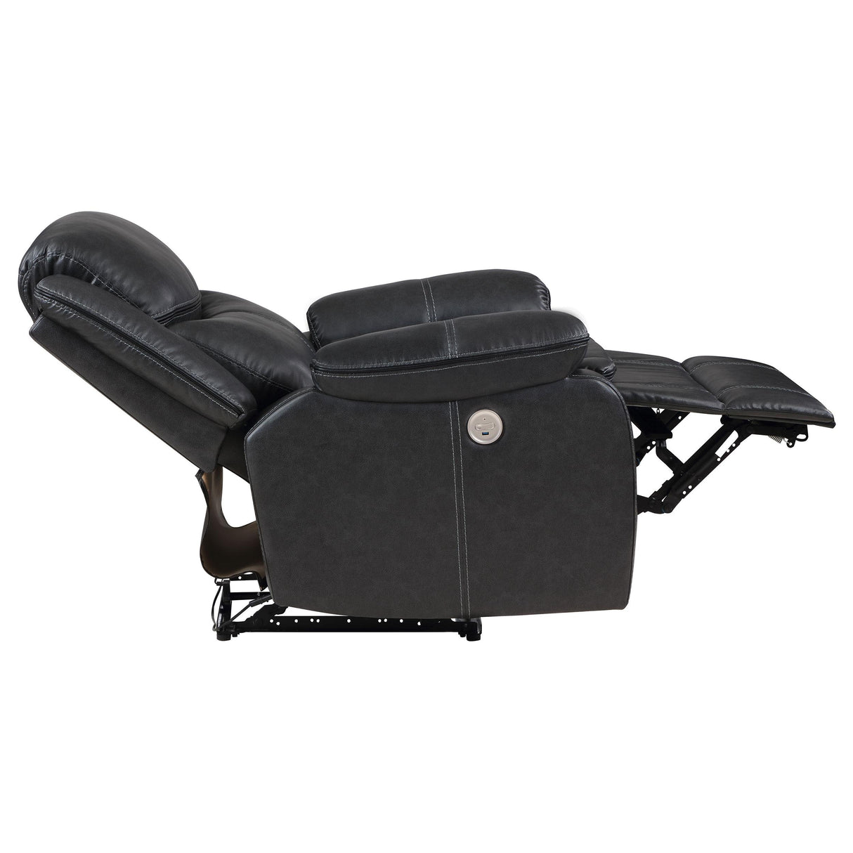  Coaster Furniture Sycamore 610233P Upholstered Power Recliner Chair - Dark Grey IMAGE 5