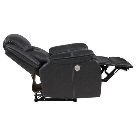  Coaster Furniture Sycamore 610233P Upholstered Power Recliner Chair - Dark Grey IMAGE 5