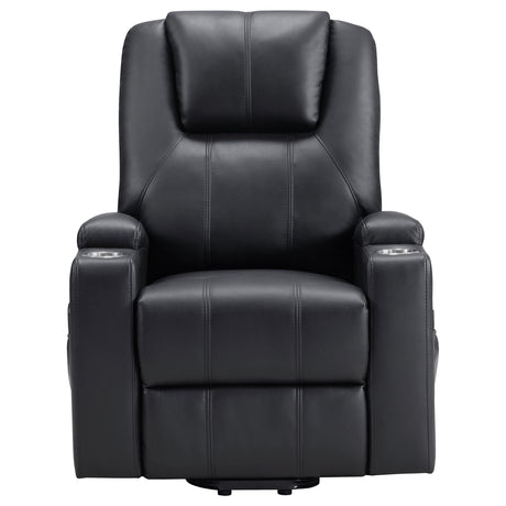  Coaster Furniture Armstrong 609475P Upholstered Power Lift Massage Recliner - Black IMAGE 4