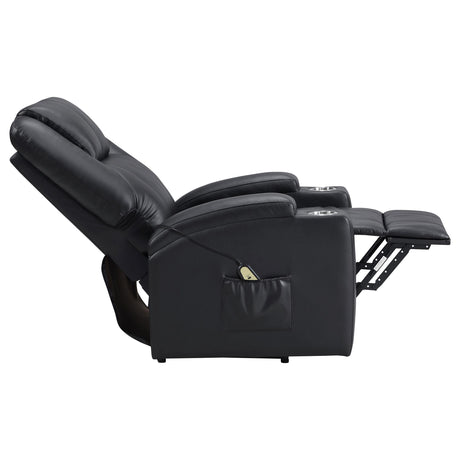  Coaster Furniture Armstrong 609475P Upholstered Power Lift Massage Recliner - Black IMAGE 7