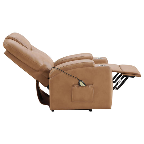  Coaster Furniture Armstrong 609476P Upholstered Power Lift Massage Recliner - Camel IMAGE 7