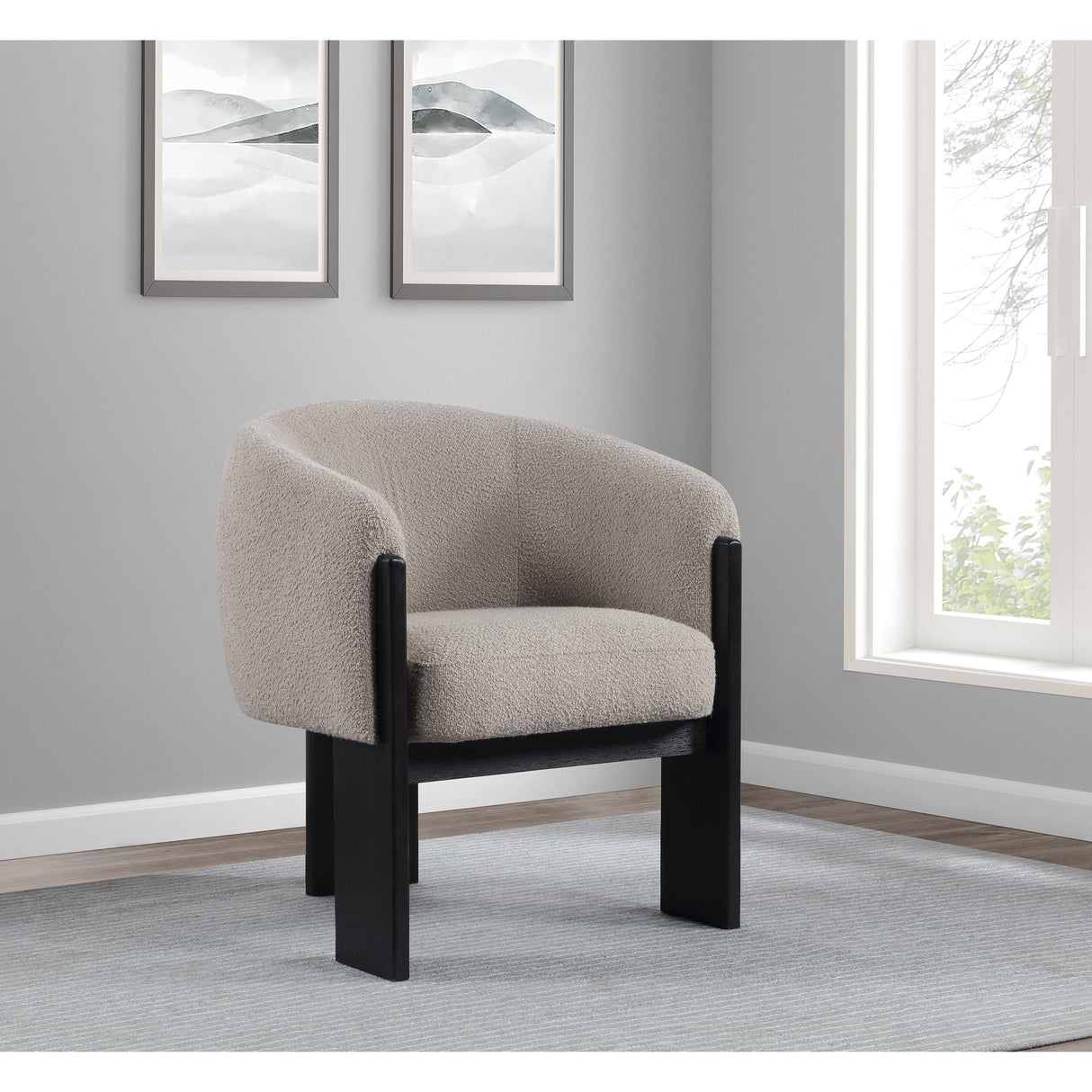  Coaster Furniture Valdez 903165 Boucle Upholstered Barrel Back Accent Chair - Beige IMAGE 9
