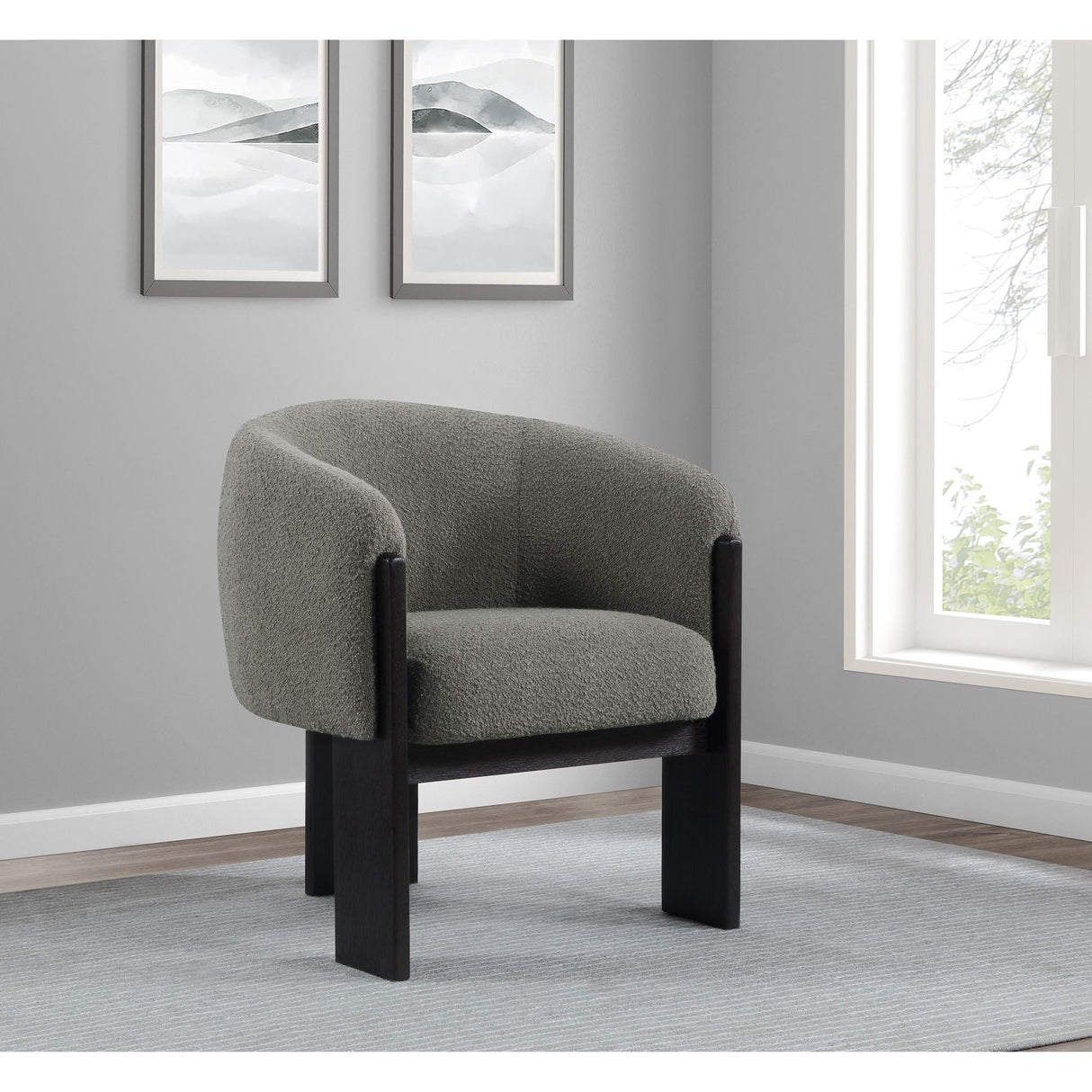  Coaster Furniture Valdez 903166 Boucle Upholstered Barrel Back Accent Chair - Brown IMAGE 9