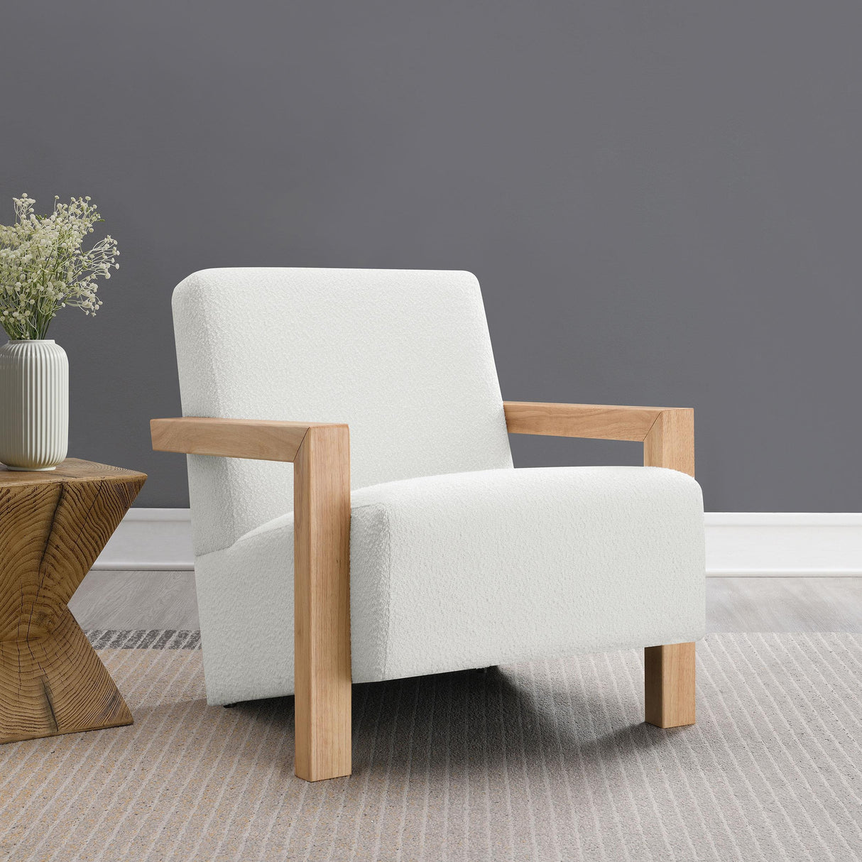  Coaster Furniture Fitzroy 903094 Boucle Upholstered Accent Arm Chair - Ivory IMAGE 8