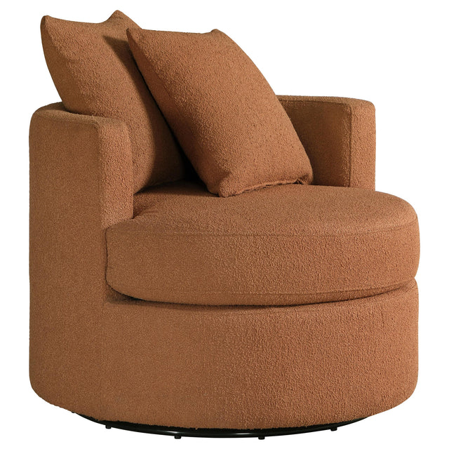  Coaster Furniture Debbie 902275 Upholstered Swivel Accent Chair - Burnt Orange IMAGE 1