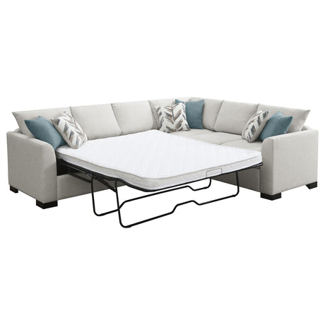  Coaster Furniture Ashford 500818 Chenille Upholstered Sleeper Sectional Sofa - Greige IMAGE 2