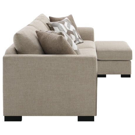  Coaster Furniture Storey 504778 Upholstered Sleeper Sectional Chaise Sofa - Camel IMAGE 12