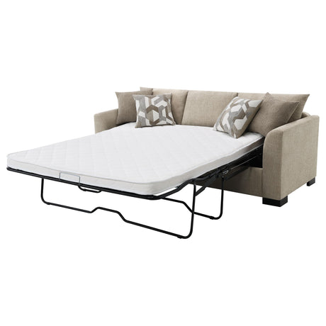  Coaster Furniture Storey 504778 Upholstered Sleeper Sectional Chaise Sofa - Camel IMAGE 6