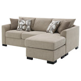  Coaster Furniture Storey 504778 Upholstered Sleeper Sectional Chaise Sofa - Camel IMAGE 8