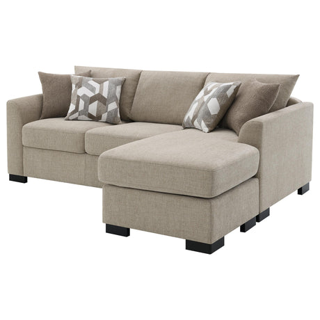  Coaster Furniture Storey 504778 Upholstered Sleeper Sectional Chaise Sofa - Camel IMAGE 8