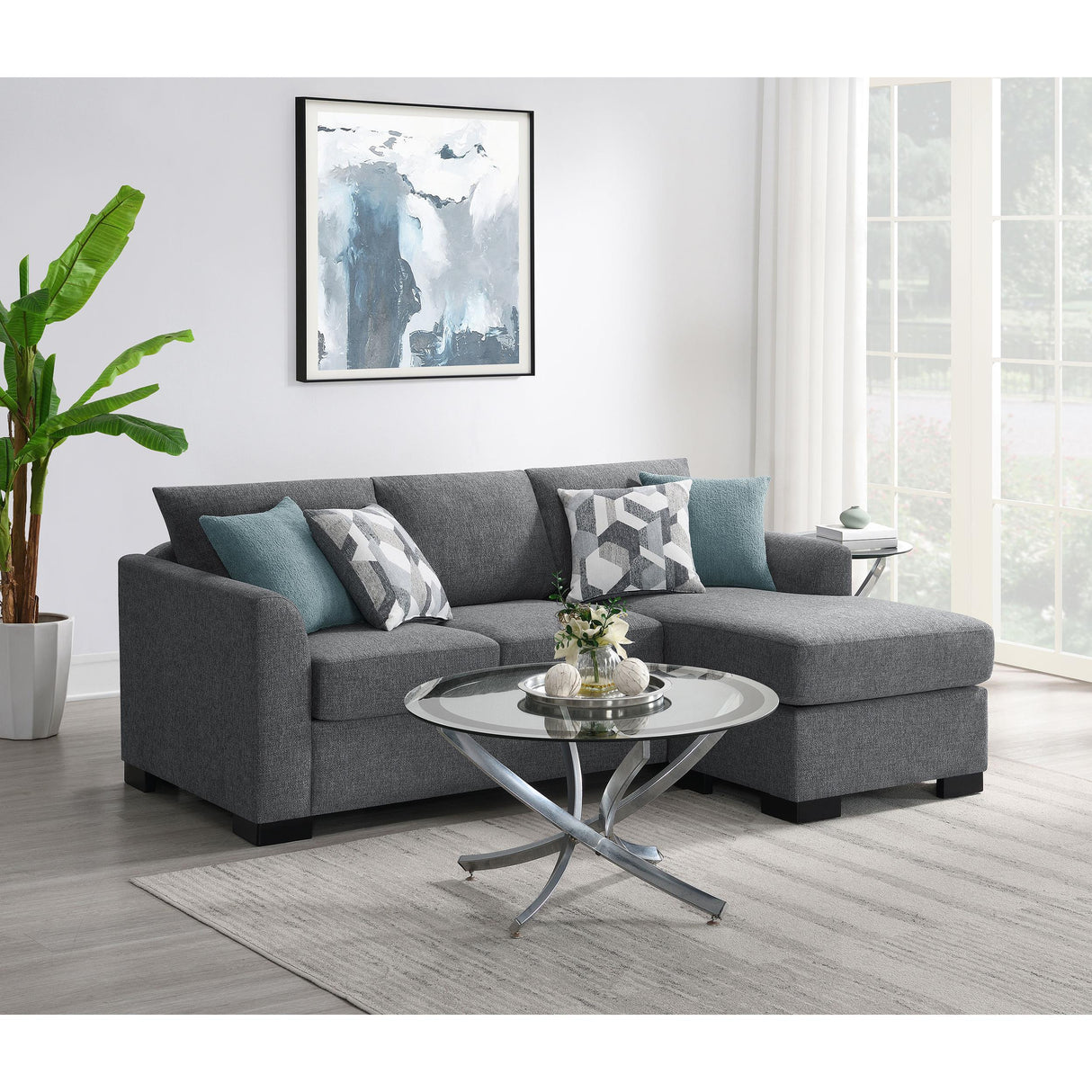  Coaster Furniture Storey 504779 Upholstered Sleeper Sectional Chaise Sofa - Grey IMAGE 13