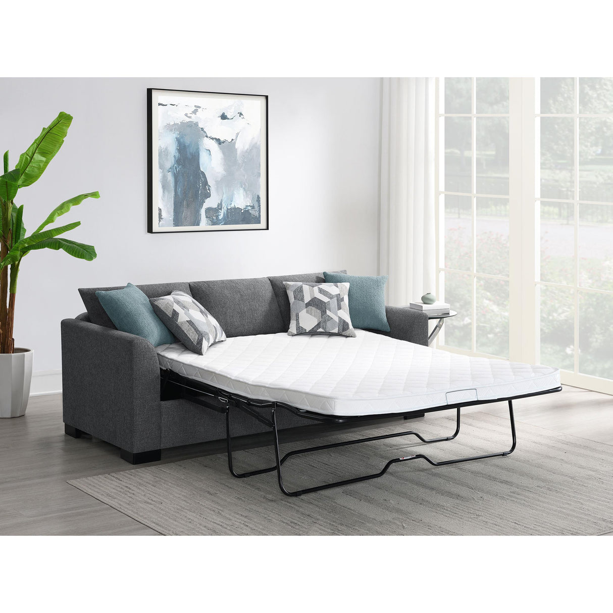  Coaster Furniture Storey 504779 Upholstered Sleeper Sectional Chaise Sofa - Grey IMAGE 15