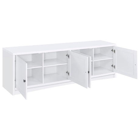  Coaster Furniture Laughlin 724113 4-door Engineered Wood 78-inch TV Stand - White IMAGE 2
