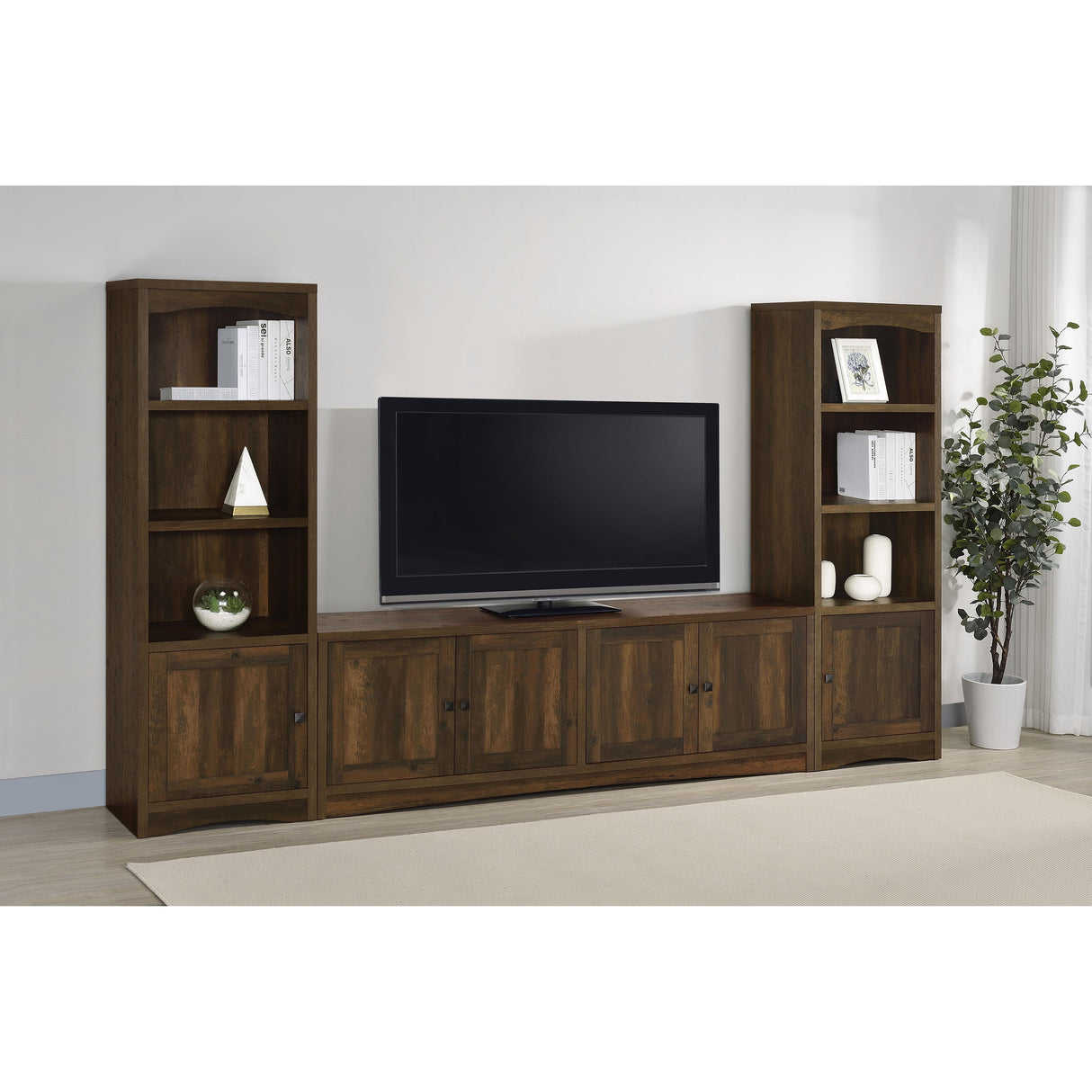  Coaster Furniture Laughlin 724123 4-door Engineered Wood 78-inch TV Stand - Dark Pine IMAGE 10