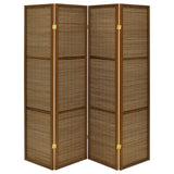  Coaster Furniture Browning 961638 4-panel Bamboo Room Divider Folding Screen - Walnut IMAGE 2
