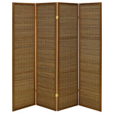  Coaster Furniture Browning 961638 4-panel Bamboo Room Divider Folding Screen - Walnut IMAGE 4