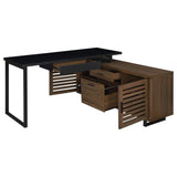  Coaster Furniture Maddox 801861 60-inch L-Shape Office Computer Desk - Black and Walnut IMAGE 2