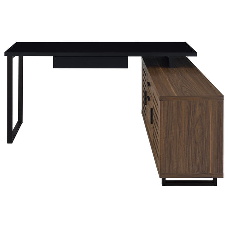  Coaster Furniture Maddox 801861 60-inch L-Shape Office Computer Desk - Black and Walnut IMAGE 4