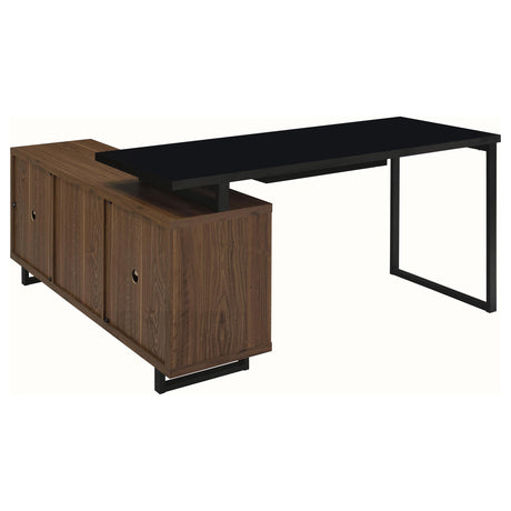  Coaster Furniture Maddox 801861 60-inch L-Shape Office Computer Desk - Black and Walnut IMAGE 7