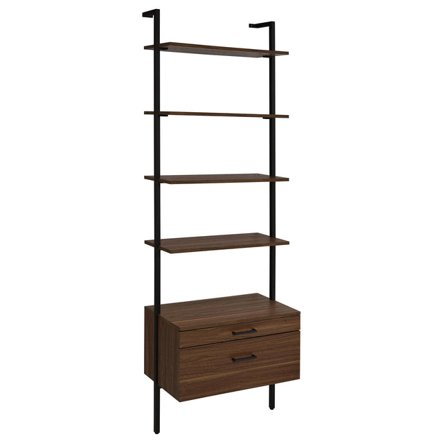  Coaster Furniture Owens 980074 96-inch 4-shelf Storage Wall Bookshelf - Walnut IMAGE 1