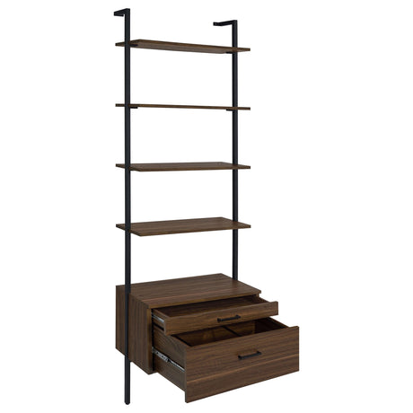  Coaster Furniture Owens 980074 96-inch 4-shelf Storage Wall Bookshelf - Walnut IMAGE 2