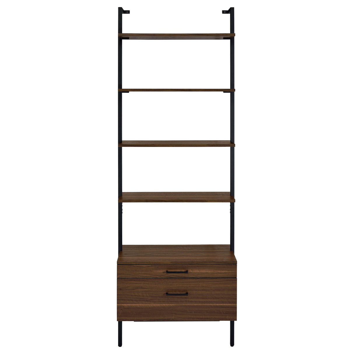  Coaster Furniture Owens 980074 96-inch 4-shelf Storage Wall Bookshelf - Walnut IMAGE 3