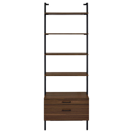  Coaster Furniture Owens 980074 96-inch 4-shelf Storage Wall Bookshelf - Walnut IMAGE 3