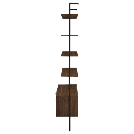  Coaster Furniture Owens 980074 96-inch 4-shelf Storage Wall Bookshelf - Walnut IMAGE 5