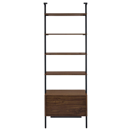  Coaster Furniture Owens 980074 96-inch 4-shelf Storage Wall Bookshelf - Walnut IMAGE 7