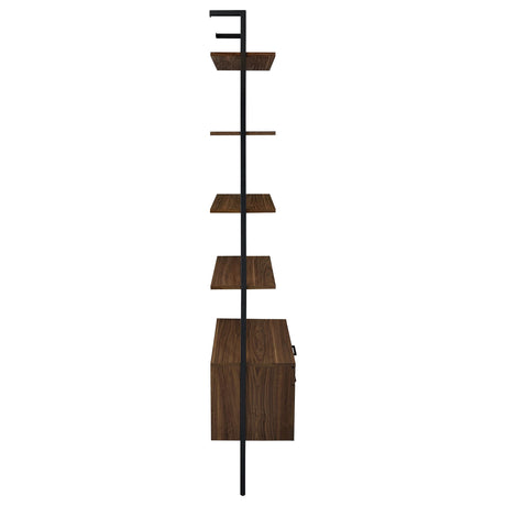  Coaster Furniture Owens 980074 96-inch 4-shelf Storage Wall Bookshelf - Walnut IMAGE 9