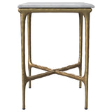  Coaster Furniture Baldwin 930091 Rectangular Marble Top Side Table - White and Gold IMAGE 4