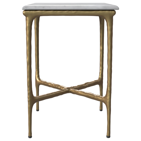 Coaster Furniture Baldwin 930091 Rectangular Marble Top Side Table - White and Gold IMAGE 4
