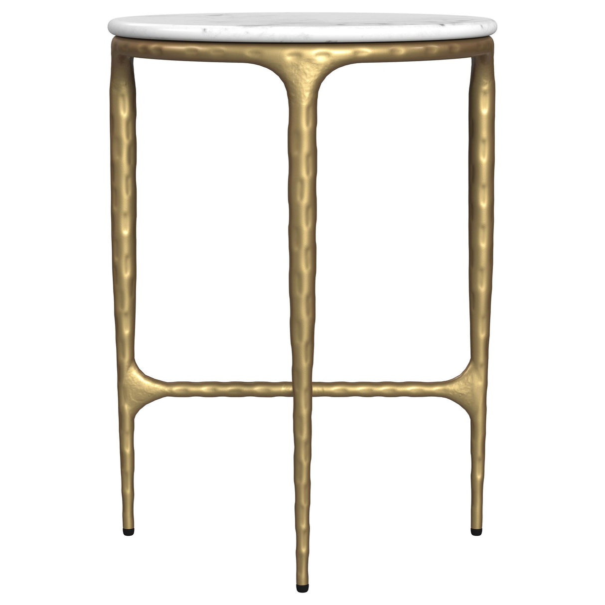  Coaster Furniture Baldwin 930081 Round Marble Top Side Table - White and Gold IMAGE 4