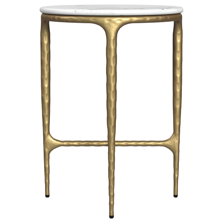  Coaster Furniture Baldwin 930081 Round Marble Top Side Table - White and Gold IMAGE 4