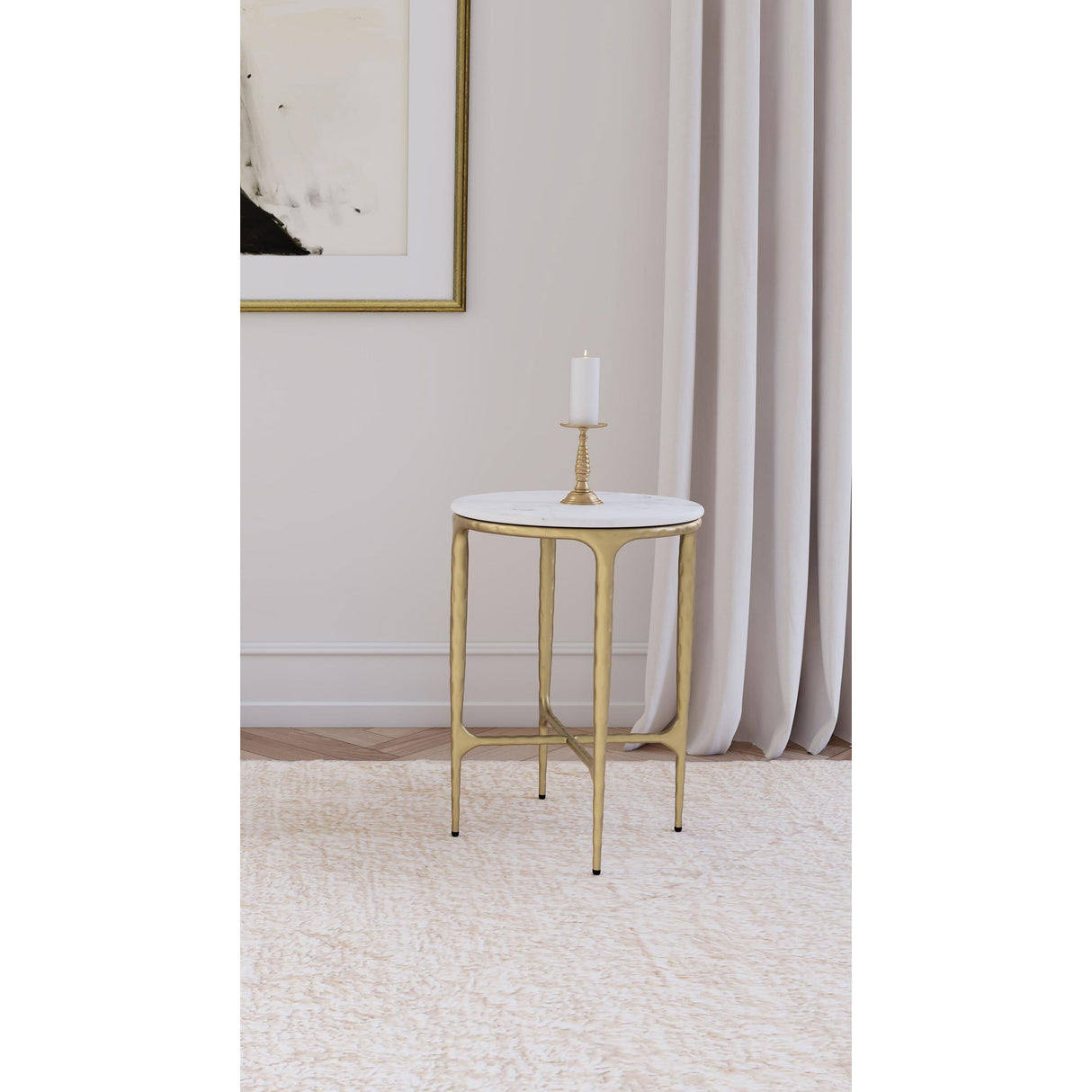  Coaster Furniture Baldwin 930081 Round Marble Top Side Table - White and Gold IMAGE 5