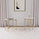  Coaster Furniture Baldwin 930081 Round Marble Top Side Table - White and Gold IMAGE 6