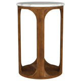  Coaster Furniture Berkeley 930080 Round Marble Top Side Table - White and Brown IMAGE 2