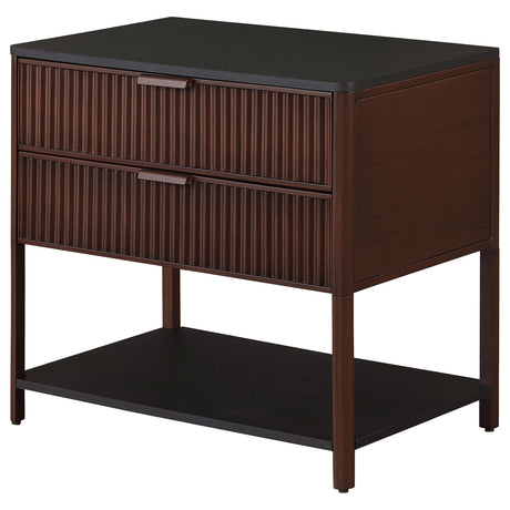  Coaster Furniture Zimmerlee 930221 2-Drawer Side Table with Shelf - Rust Brown IMAGE 3
