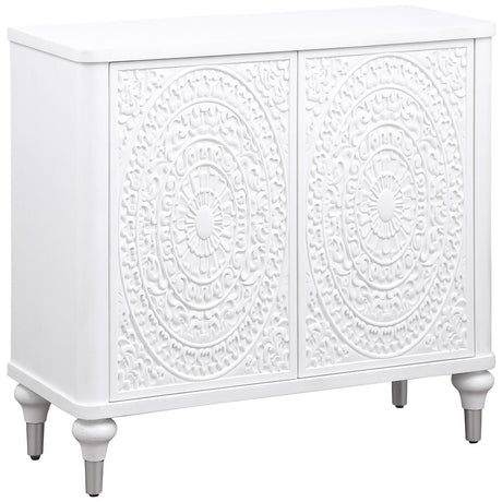  Coaster Furniture Cardella 950411 2-door Mandala Accent Cabinet - Distressed White IMAGE 1