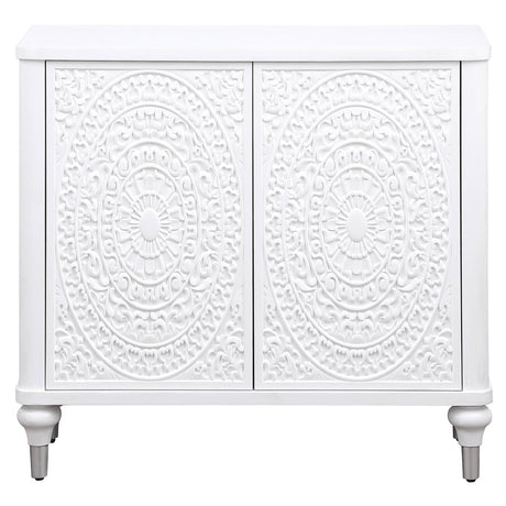  Coaster Furniture Cardella 950411 2-door Mandala Accent Cabinet - Distressed White IMAGE 2