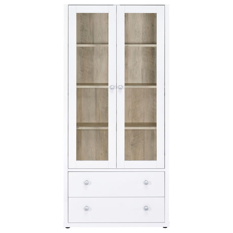  Coaster Furniture Hawthorne 953477 4-shelf Glass Door Tall Cabinet with Drawers - White IMAGE 3