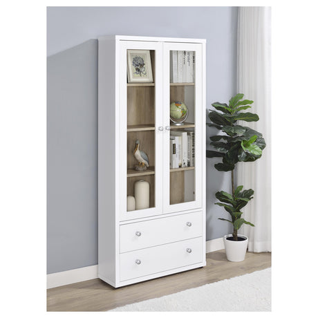  Coaster Furniture Hawthorne 953477 4-shelf Glass Door Tall Cabinet with Drawers - White IMAGE 9