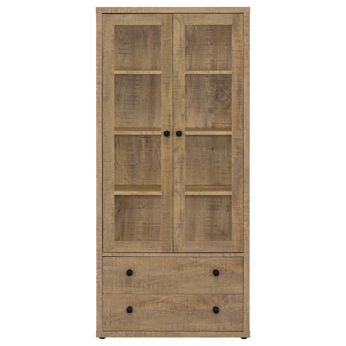 Coaster Furniture Hawthorne 953479 4-shelf Glass Door Tall Cabinet with Drawers - Mango IMAGE 3