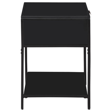 Coaster Furniture Amherst 930235 1-Drawer Radio Weave Cane Metal Bedside Table - Black IMAGE 7